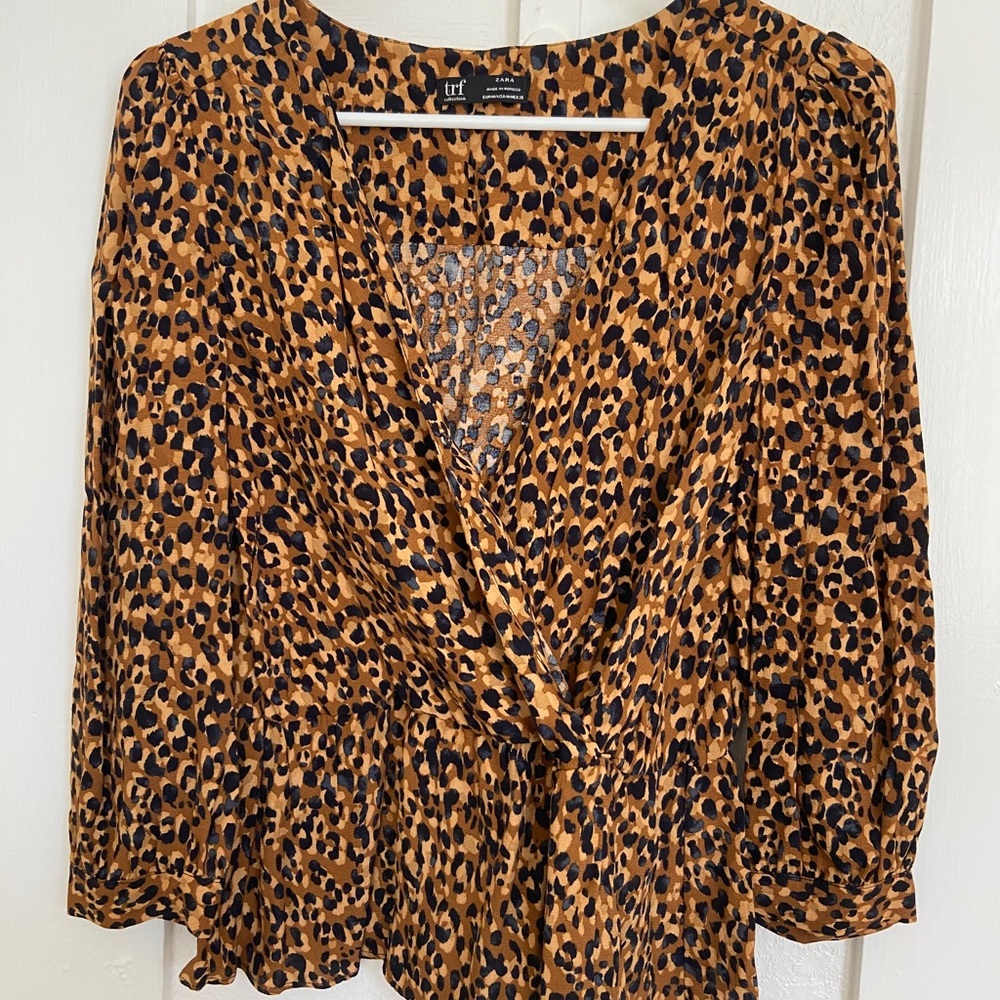 Zara TRF collection leopard wrap blouse